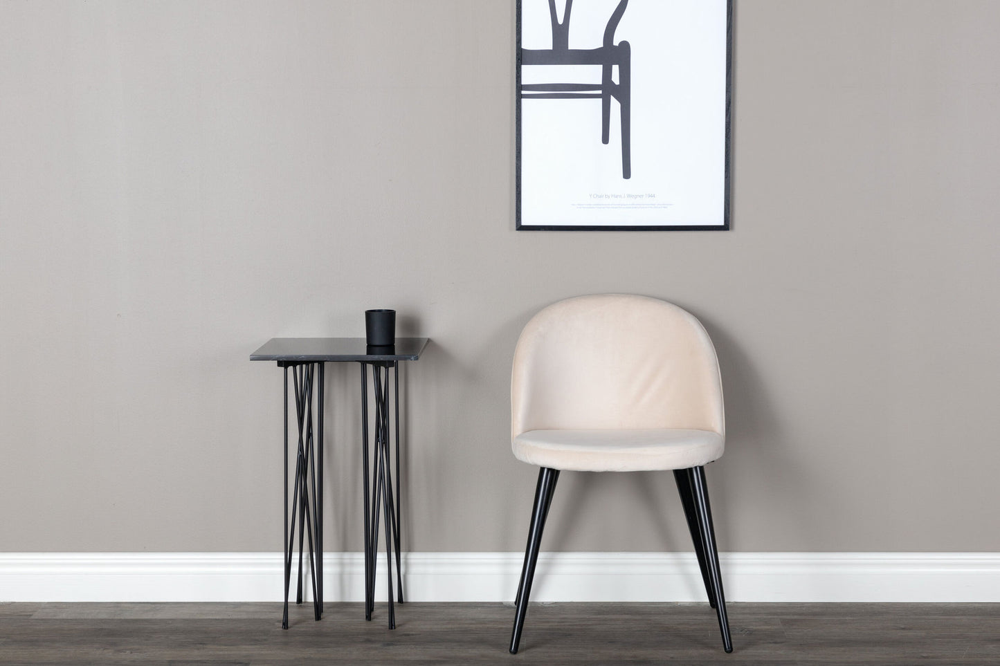 2er-Set Esszimmerstühle Velvet, Creme/Weiße Samt-Optik