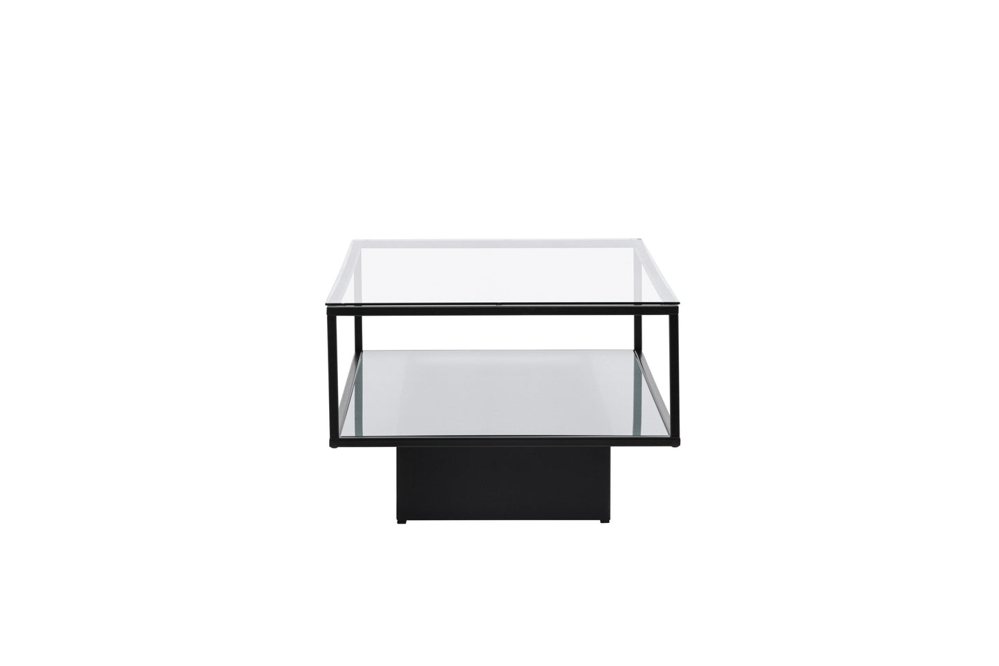 Couchtisch Maglehem aus Glas mit schwarzem Metallrahmen