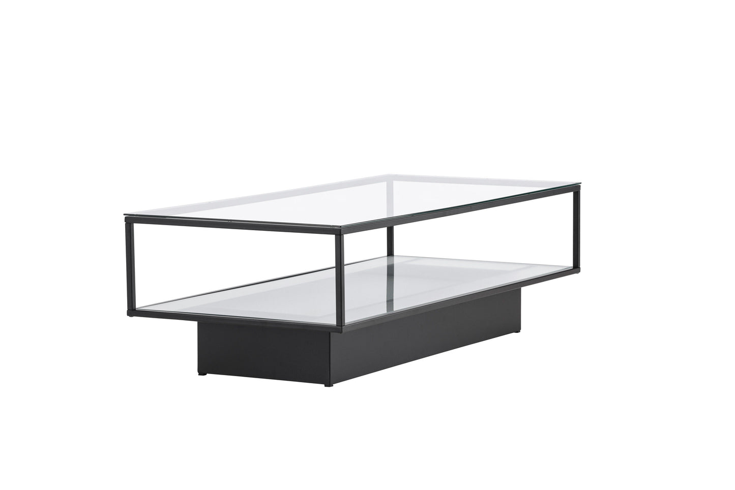 Couchtisch Maglehem aus Glas mit schwarzem Metallrahmen