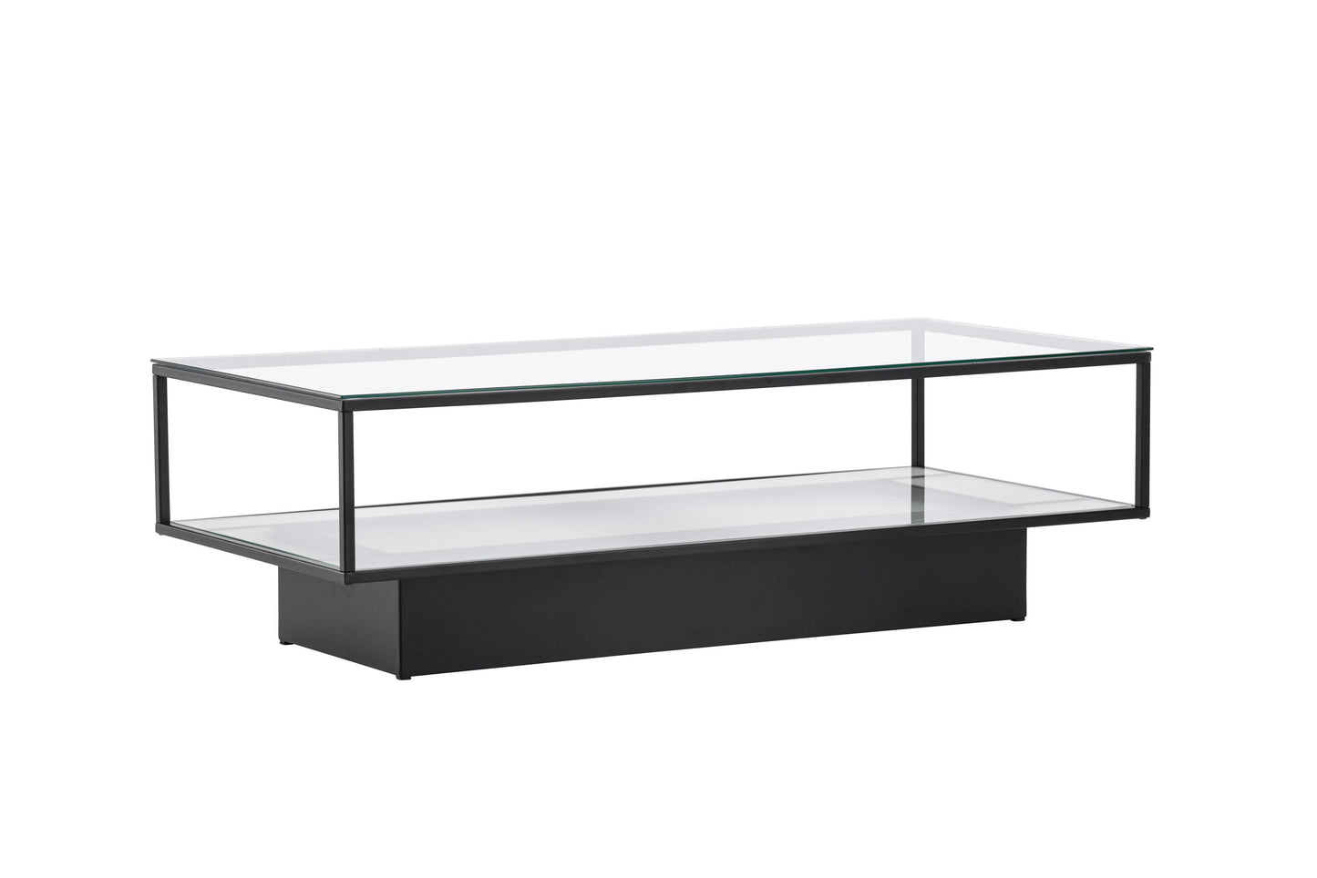 Couchtisch Maglehem aus Glas mit schwarzem Metallrahmen