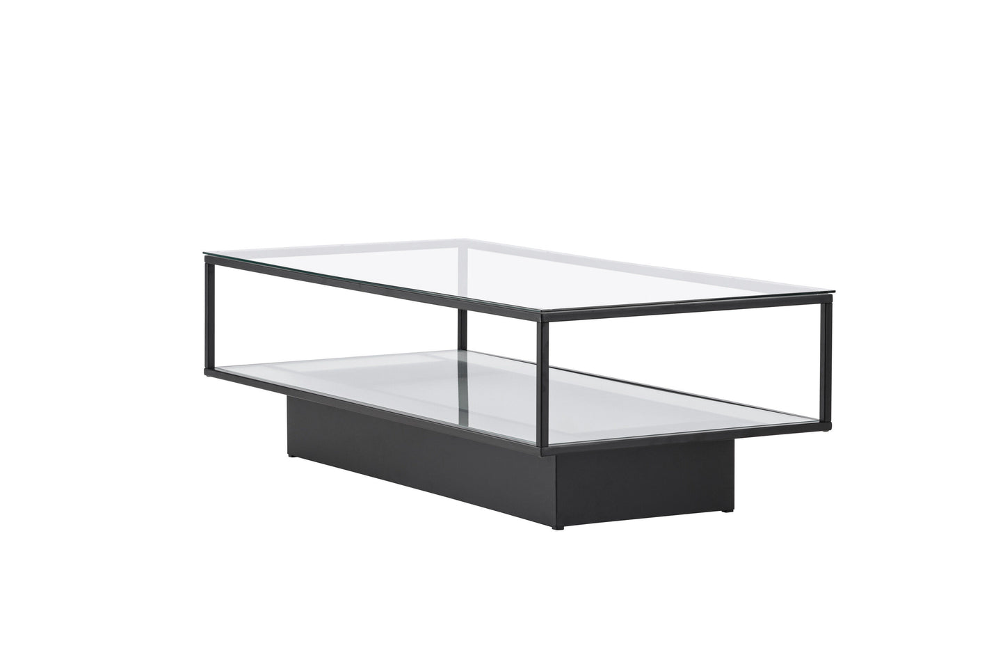 Couchtisch Maglehem aus Glas mit schwarzem Metallrahmen