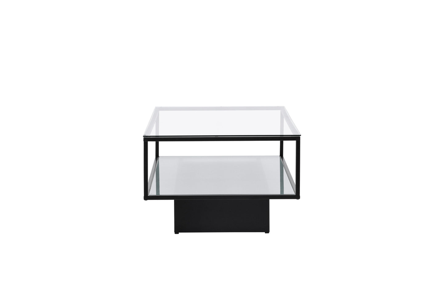 Couchtisch Maglehem aus Glas mit schwarzem Metallrahmen