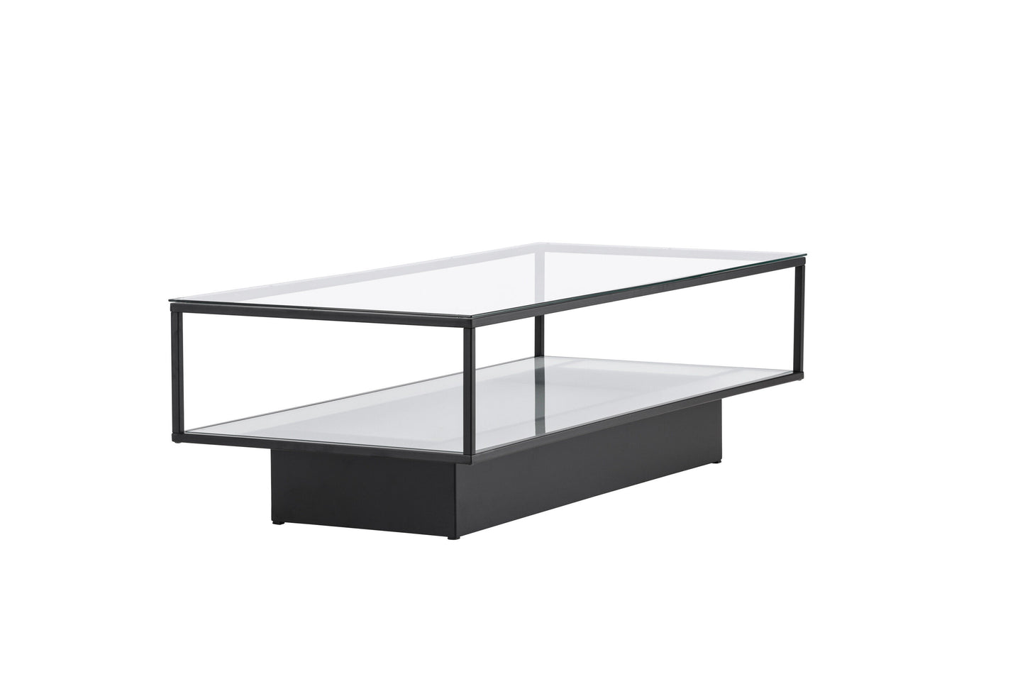 Couchtisch Maglehem aus Glas mit schwarzem Metallrahmen