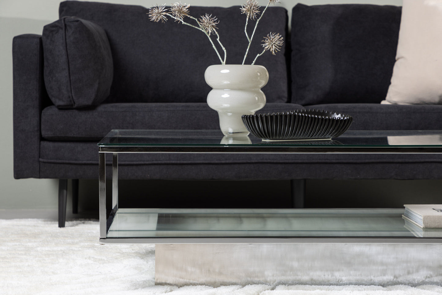 Couchtisch Maglehem aus Glas mit Metallgestell