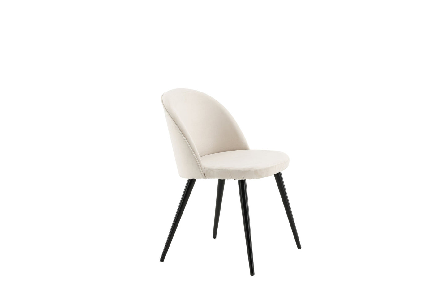 2er-Set Esszimmerstühle Velvet, Creme/Weiße Samt-Optik