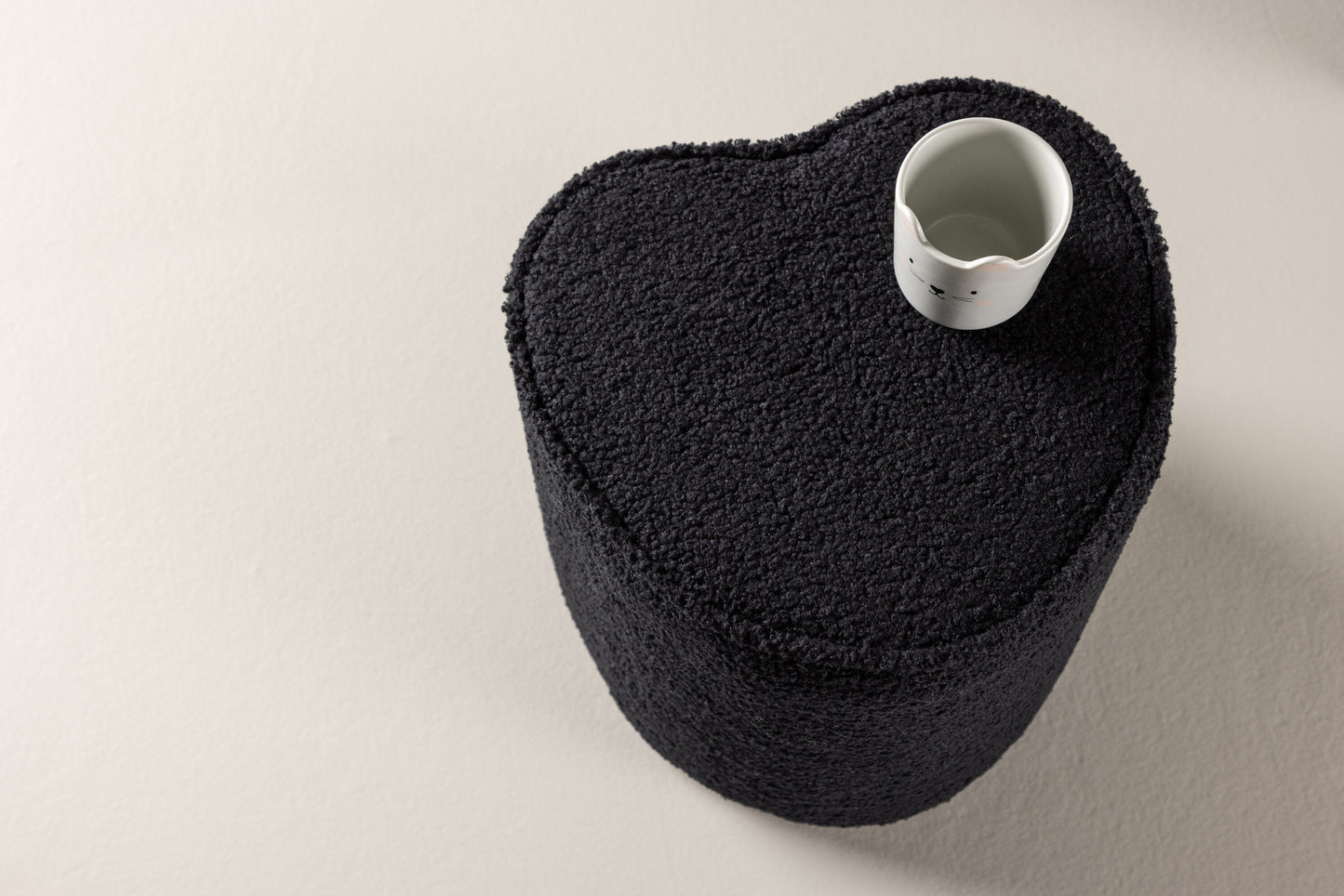 Heart Kids Pouf, Schwarz, Teddypolyester