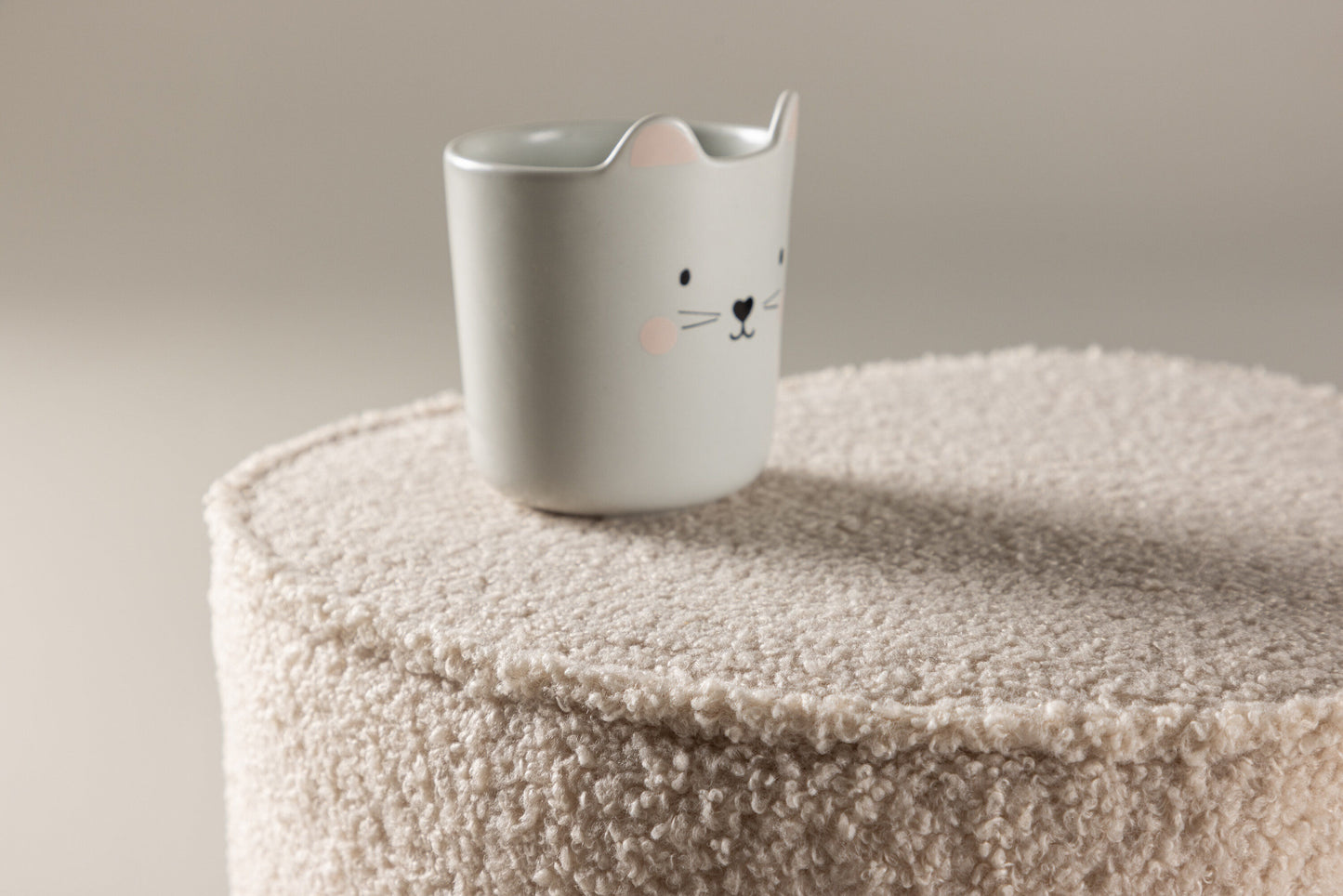 Heart Kids Pouf, Beige, Teddypolyester