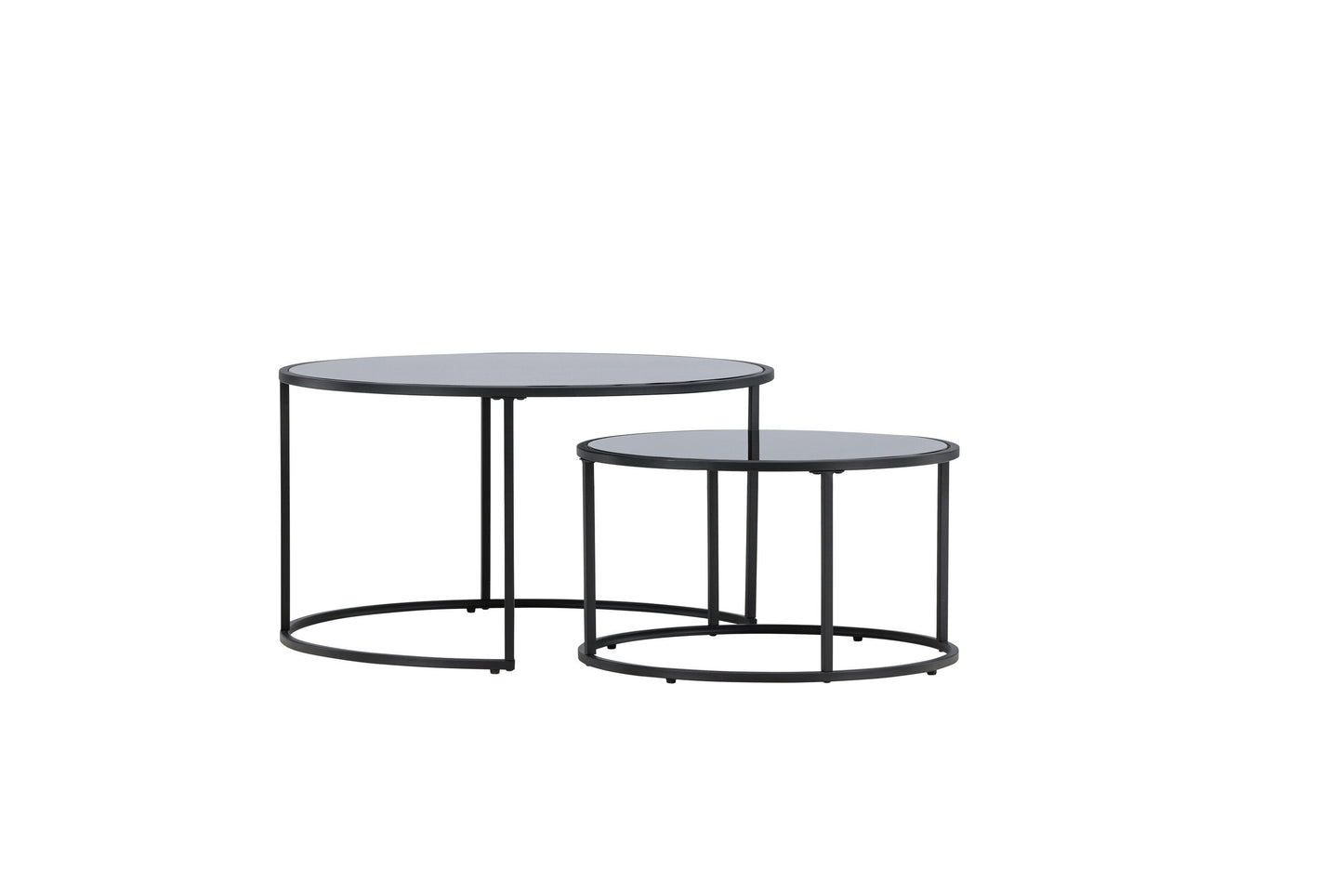 Twin Couchtisch 2er Set aus Glas/Stahl in Schwarz
