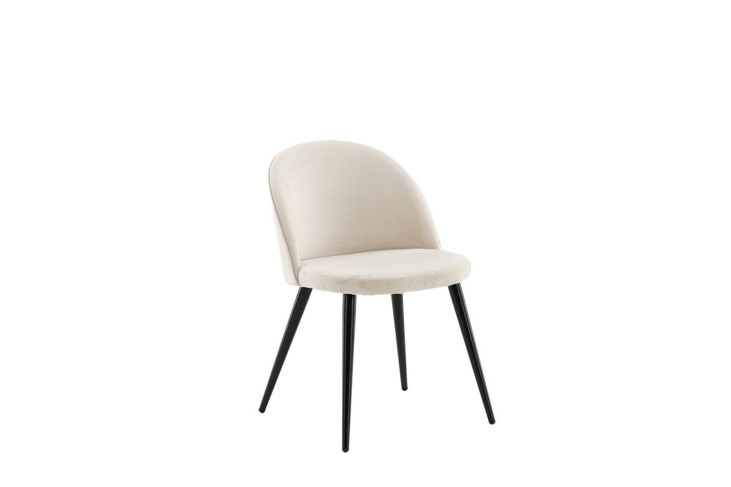 2er-Set Esszimmerstühle Velvet, Creme/Weiße Samt-Optik