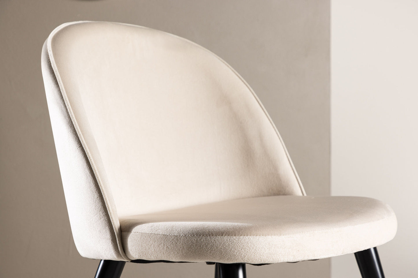 2er-Set Esszimmerstühle Velvet, Creme/Weiße Samt-Optik