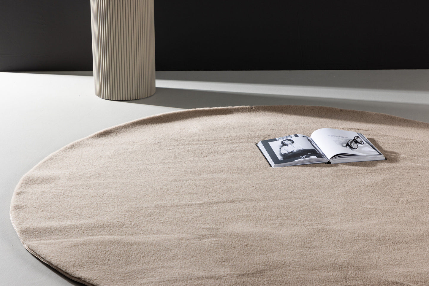 Leni Teppich Rund, Beige, Ø200cm