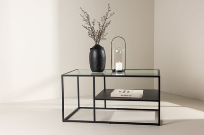 Campinas Sofatisch aus Stahl und Glas in Schwarz