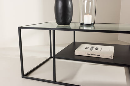 Campinas Sofatisch aus Stahl und Glas in Schwarz