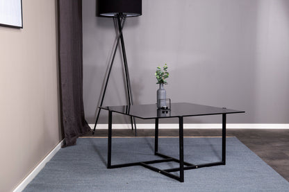 Hybrid Couchtisch aus Glas/Metall in Schwarz