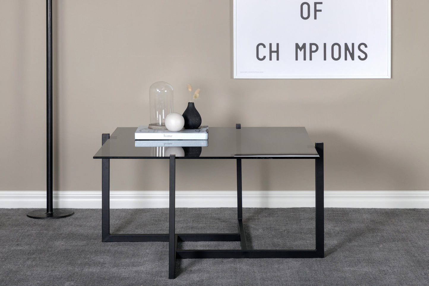 Hybrid Couchtisch aus Glas/Metall in Schwarz