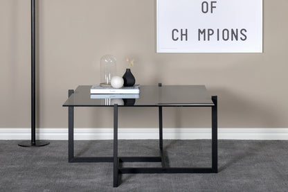 Hybrid Couchtisch aus Glas/Metall in Schwarz