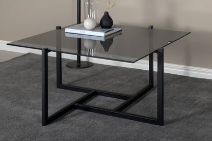 Hybrid Couchtisch aus Glas/Metall in Schwarz