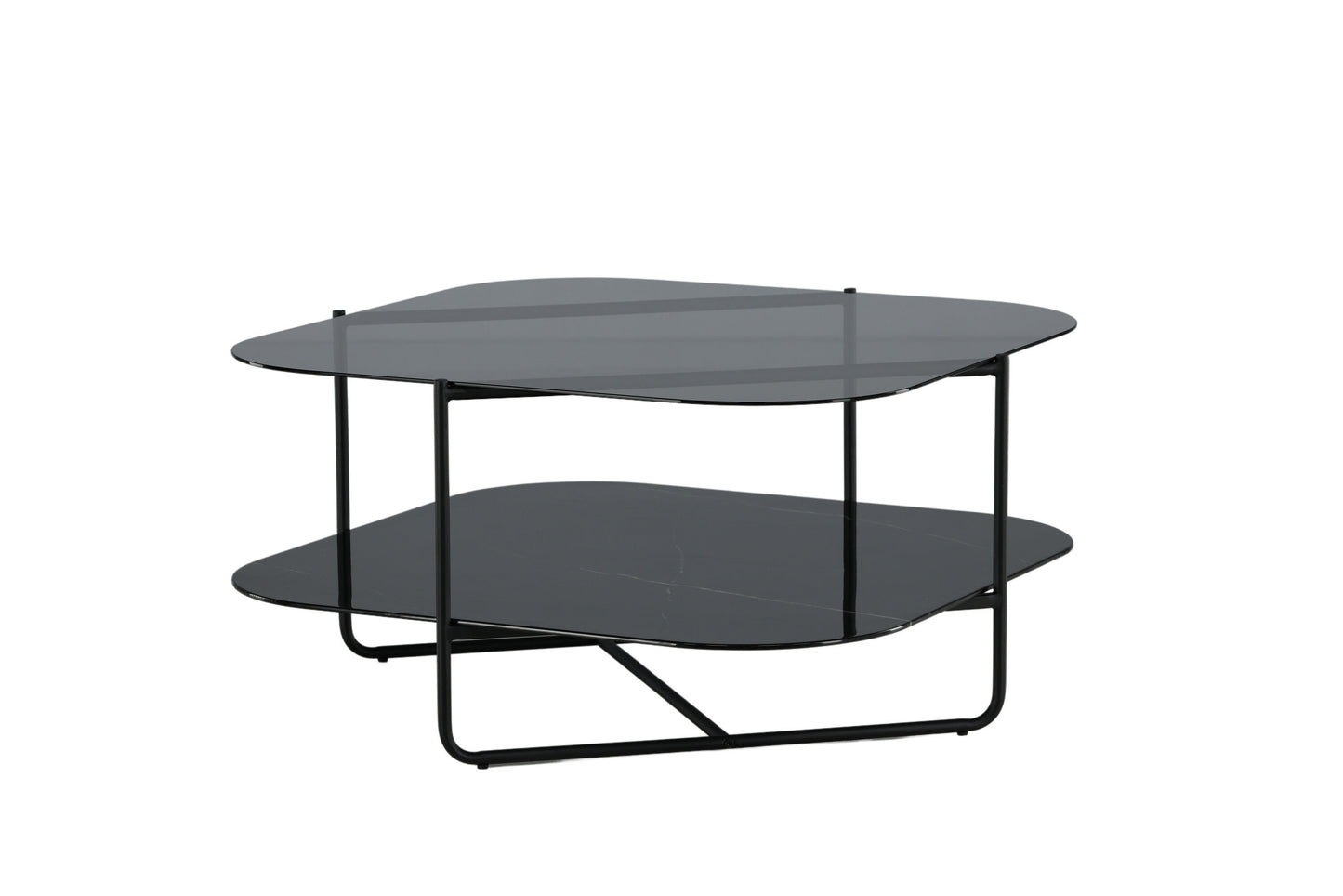 un-line Sofatisch aus Glas in Schwarz