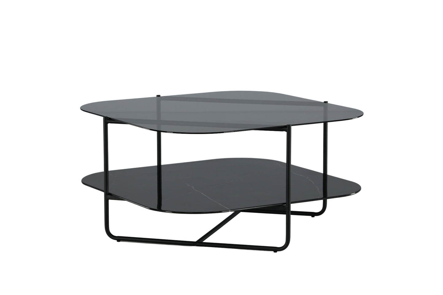 un-line Sofatisch aus Glas in Schwarz