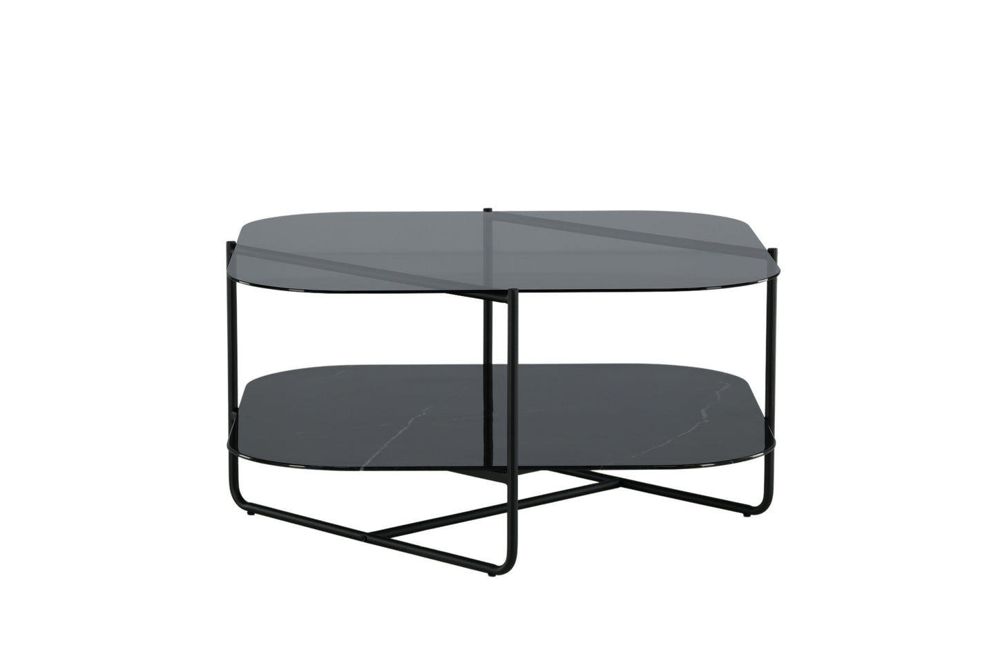 un-line Sofatisch aus Glas in Schwarz