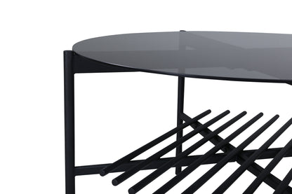 Von Staf Couchtisch aus Glas/Metall in Schwarz, Ø 80cm