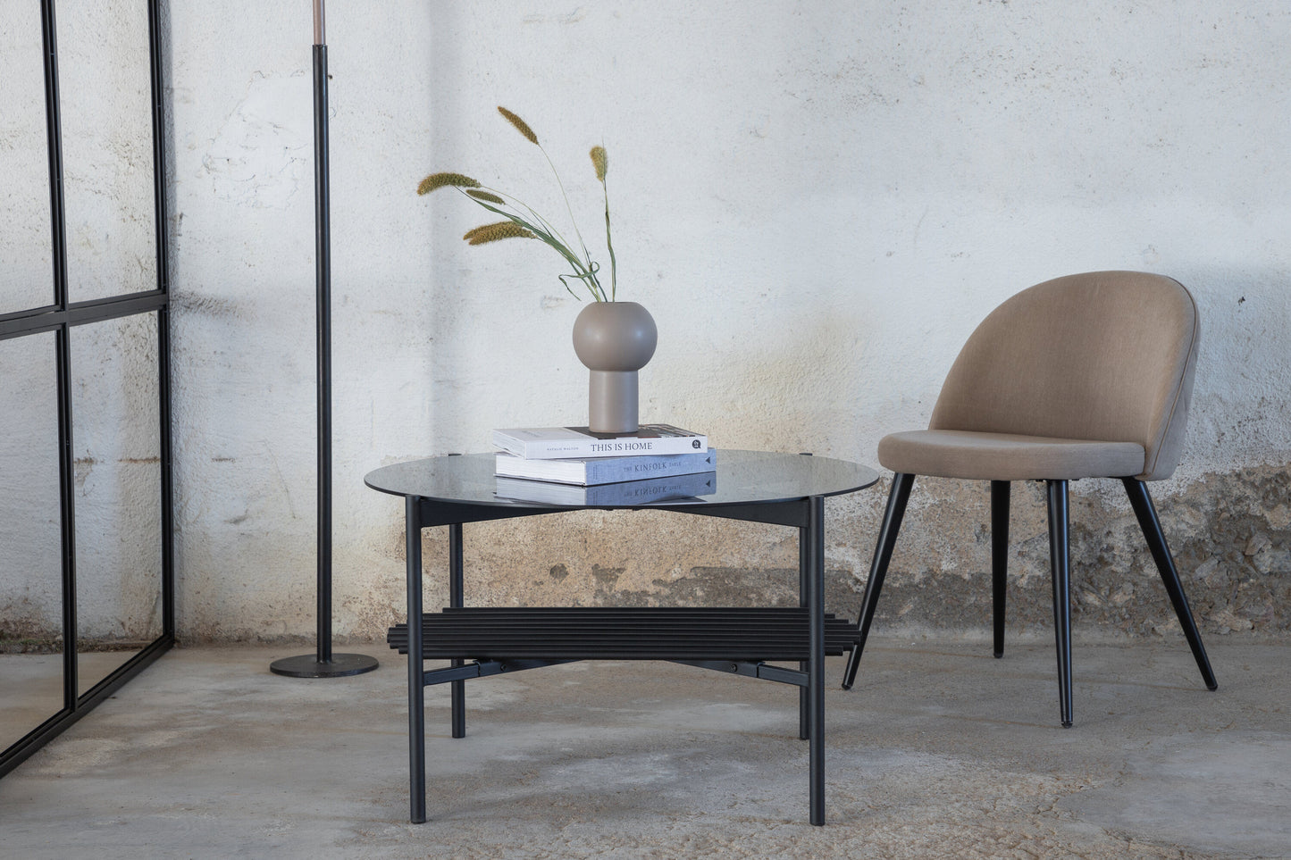 Von Staf Couchtisch aus Glas/Metall in Schwarz, Ø 80cm
