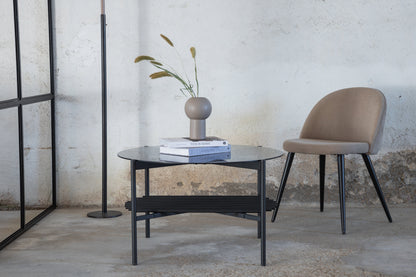 Von Staf Couchtisch aus Glas/Metall in Schwarz, Ø 80cm