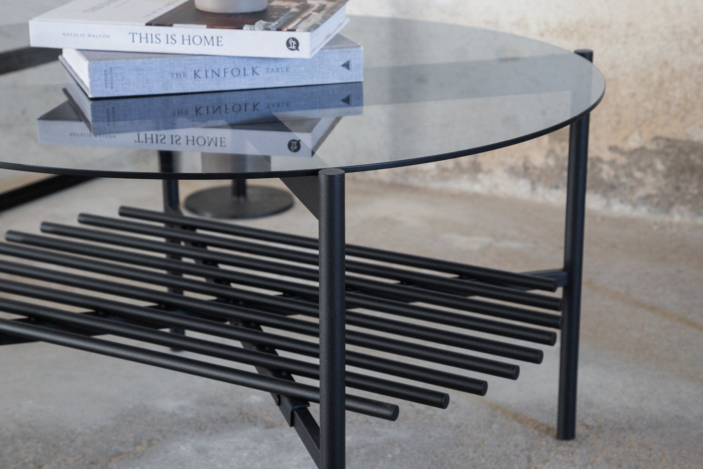 Von Staf Couchtisch aus Glas/Metall in Schwarz, Ø 80cm