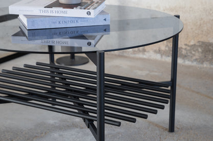 Von Staf Couchtisch aus Glas/Metall in Schwarz, Ø 80cm