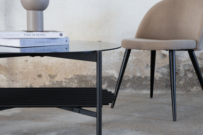Von Staf Couchtisch aus Glas/Metall in Schwarz, Ø 80cm