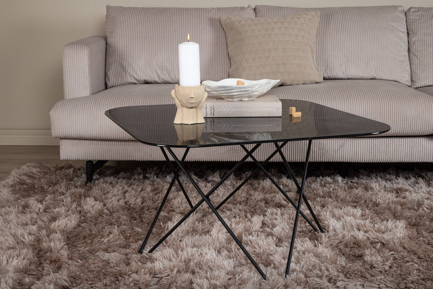 Tristar Couchtisch aus Metall und Glas in Schwarz