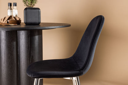 Polar Esszimmerstühle, 2er Set, schwarze Samtoptik