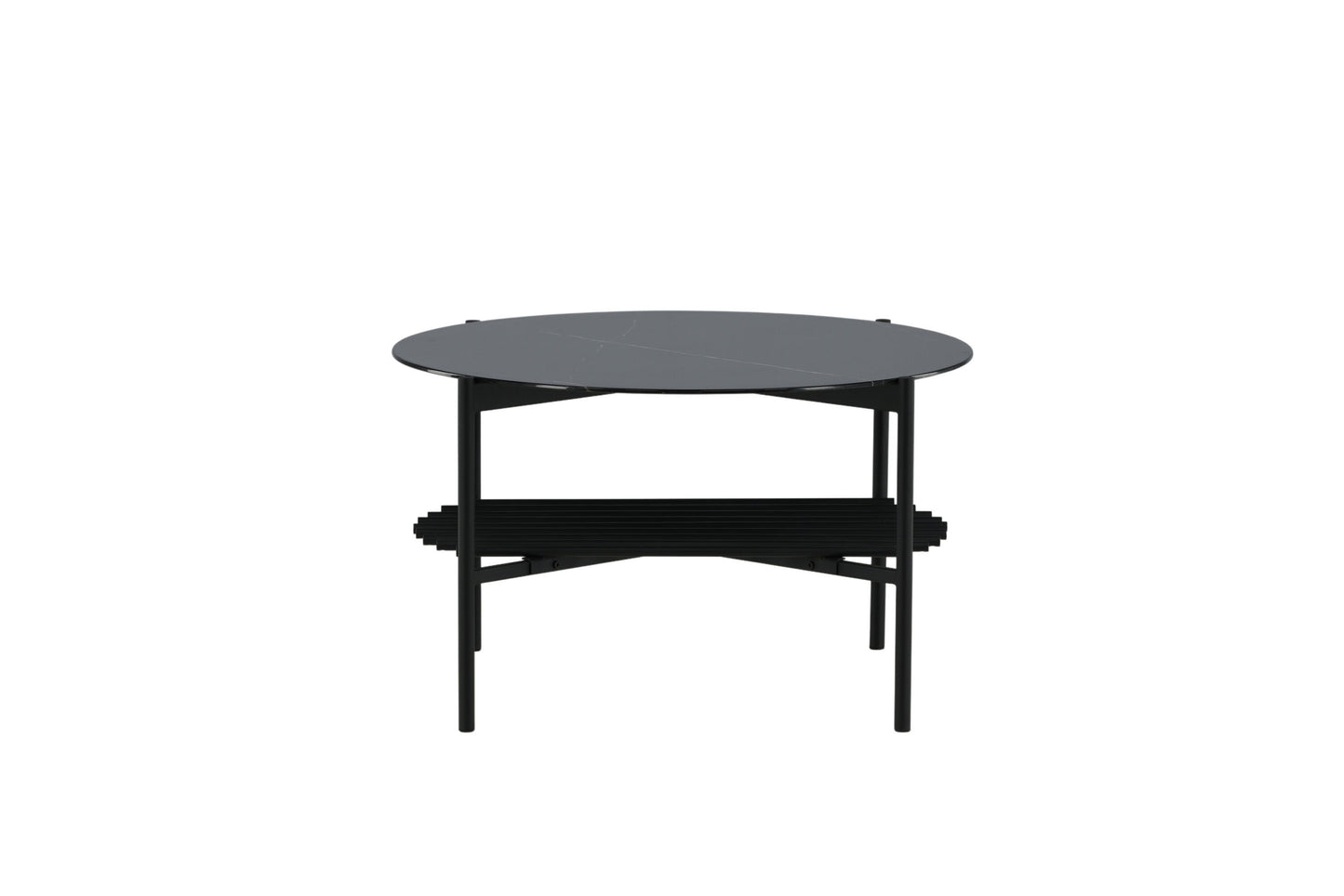 Von Staf Couchtisch aus Marmorglas/Metall in Schwarz, Ø 80cm