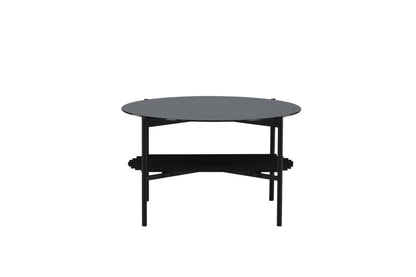 Von Staf Couchtisch aus Marmorglas/Metall in Schwarz, Ø 80cm