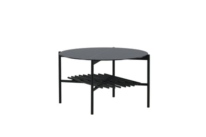 Von Staf Couchtisch aus Marmorglas/Metall in Schwarz, Ø 80cm