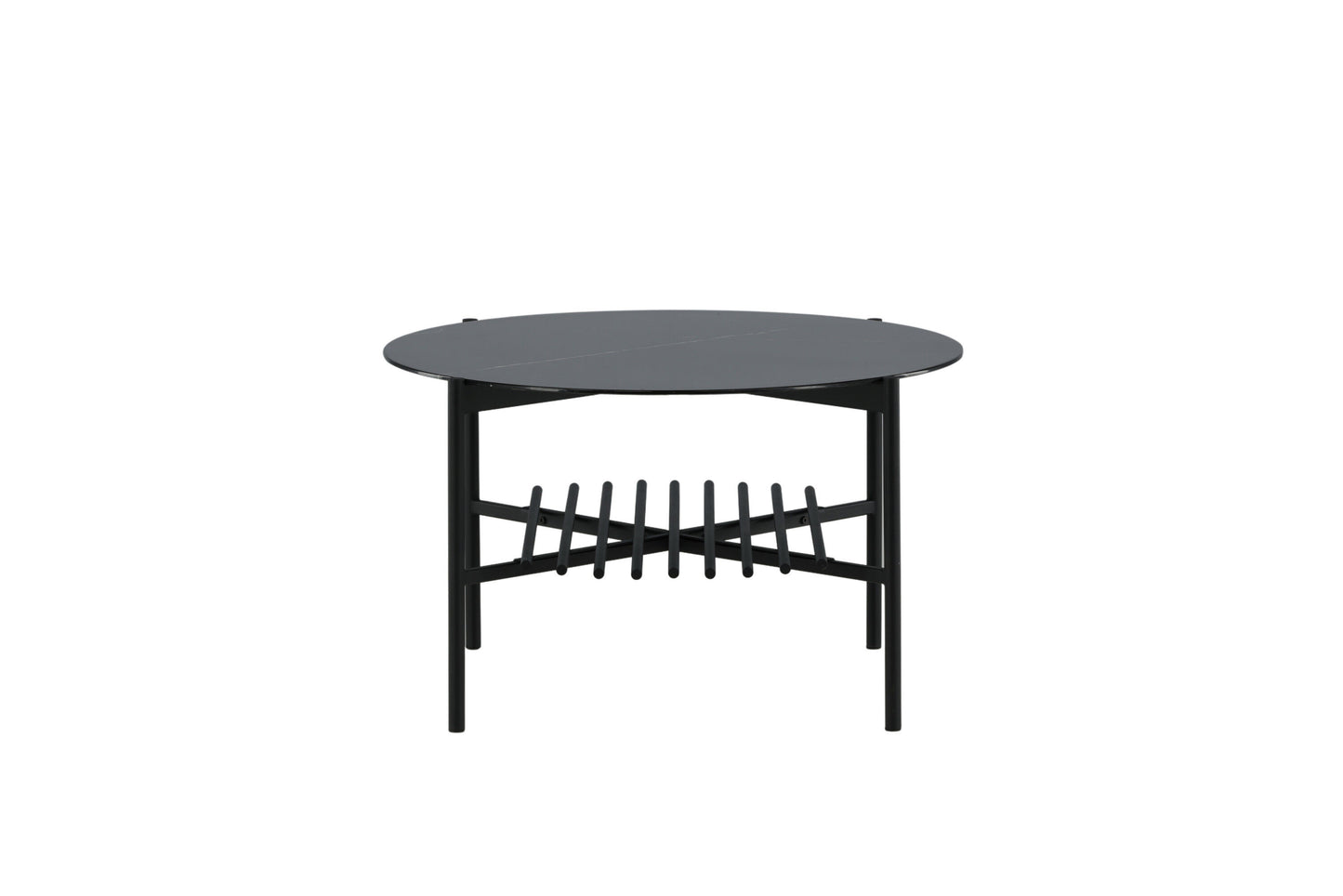 Von Staf Couchtisch aus Marmorglas/Metall in Schwarz, Ø 80cm