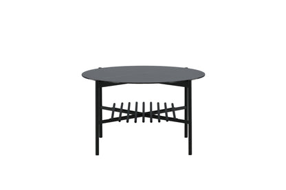 Von Staf Couchtisch aus Marmorglas/Metall in Schwarz, Ø 80cm