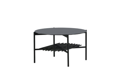 Von Staf Couchtisch aus Marmorglas/Metall in Schwarz, Ø 80cm