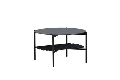 Von Staf Couchtisch aus Marmorglas/Metall in Schwarz, Ø 80cm