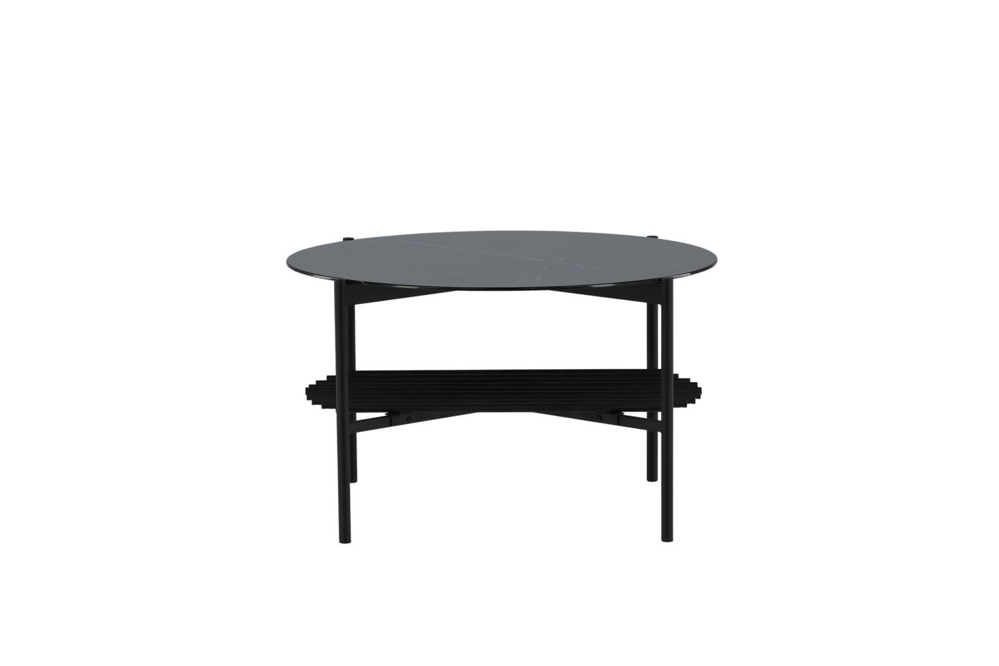 Von Staf Couchtisch aus Marmorglas/Metall in Schwarz, Ø 80cm
