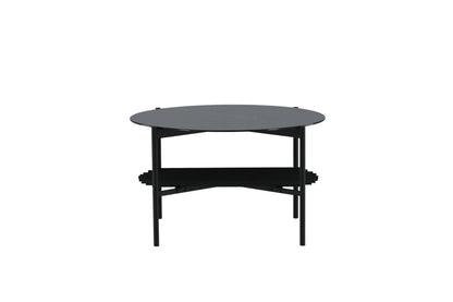 Von Staf Couchtisch aus Marmorglas/Metall in Schwarz, Ø 80cm