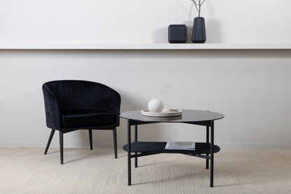 Von Staf Couchtisch aus Marmorglas/Metall in Schwarz, Ø 80cm