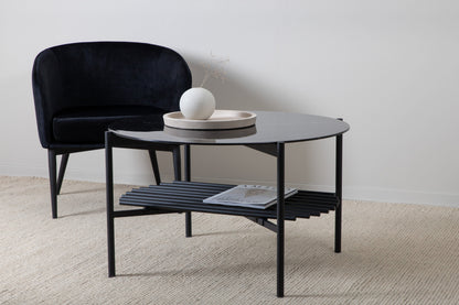 Von Staf Couchtisch aus Marmorglas/Metall in Schwarz, Ø 80cm