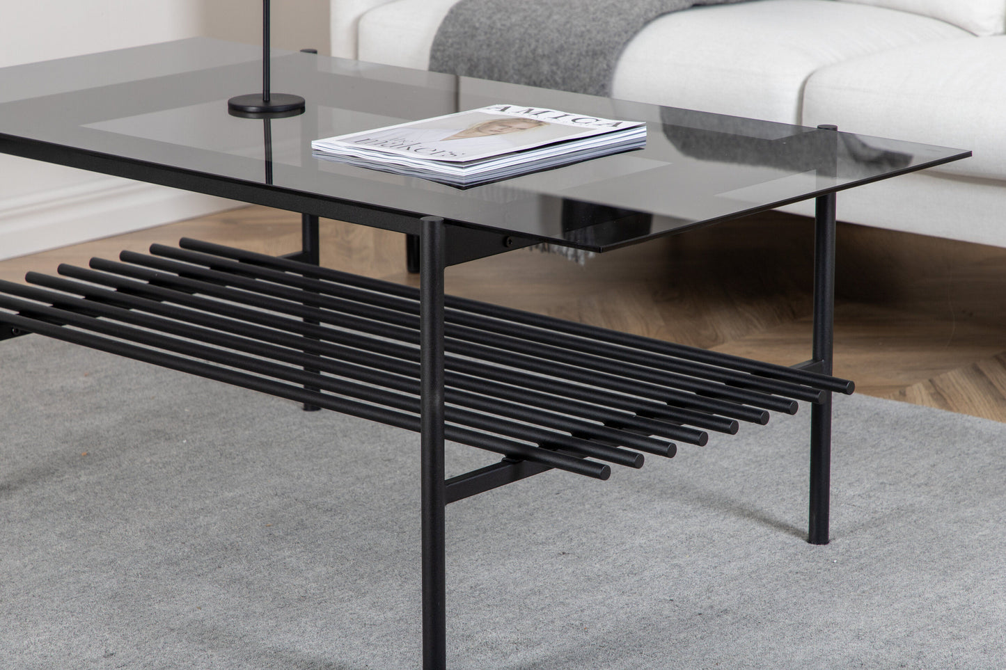 Von Staf Sofatisch aus Stahl und Rauchglas in Schwarz