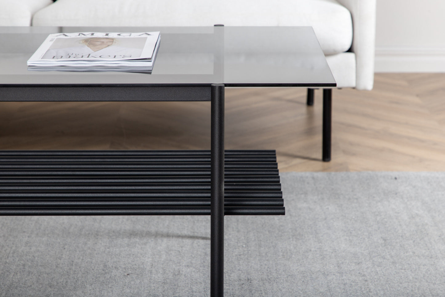 Von Staf Sofatisch aus Stahl und Rauchglas in Schwarz