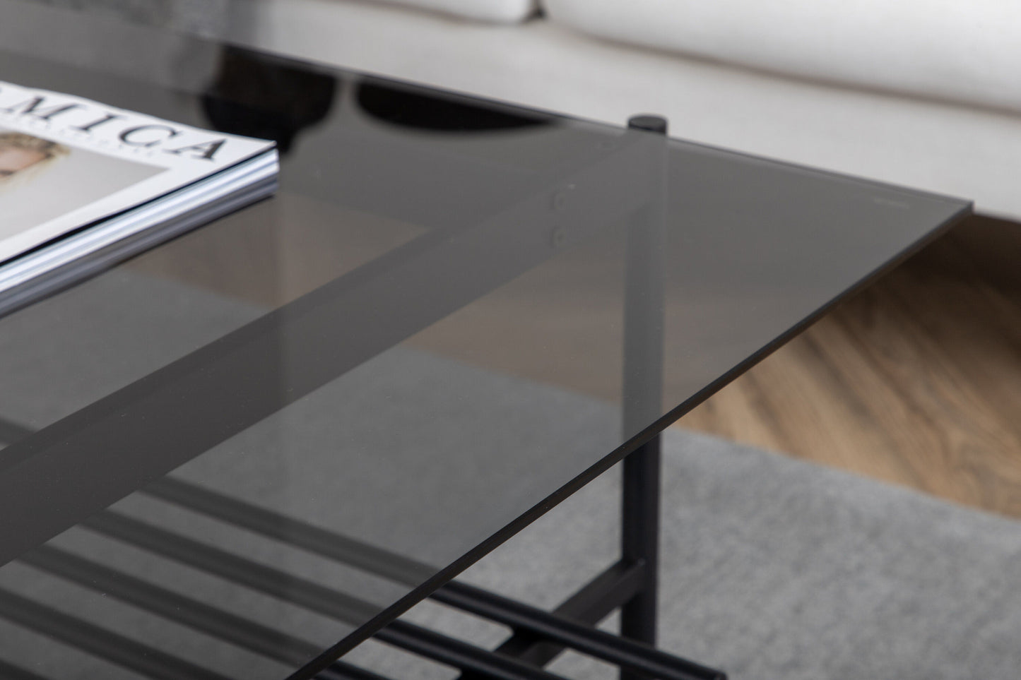 Von Staf Sofatisch aus Stahl und Rauchglas in Schwarz