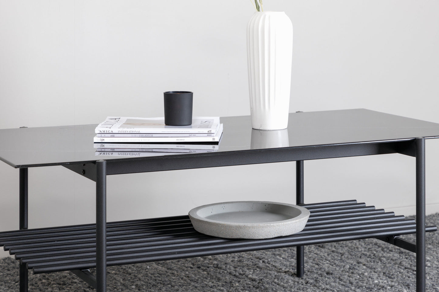 Von Staf Sofatisch aus Stahl und Glas in Schwarz