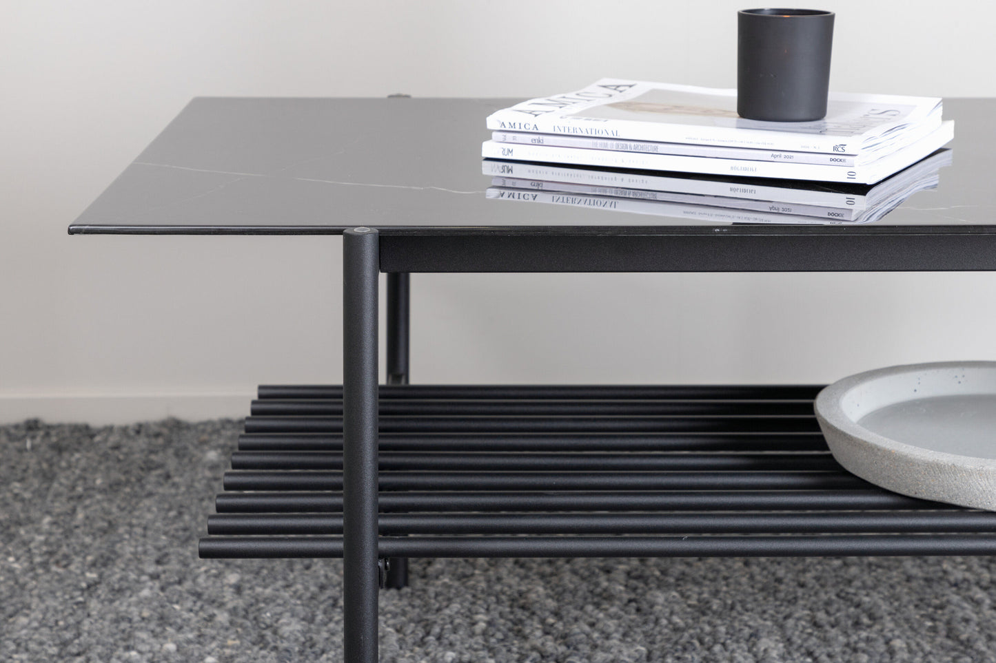 Von Staf Sofatisch aus Stahl und Glas in Schwarz