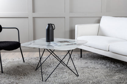 Tristar Couchtisch aus Metall und Glas in Weiß
