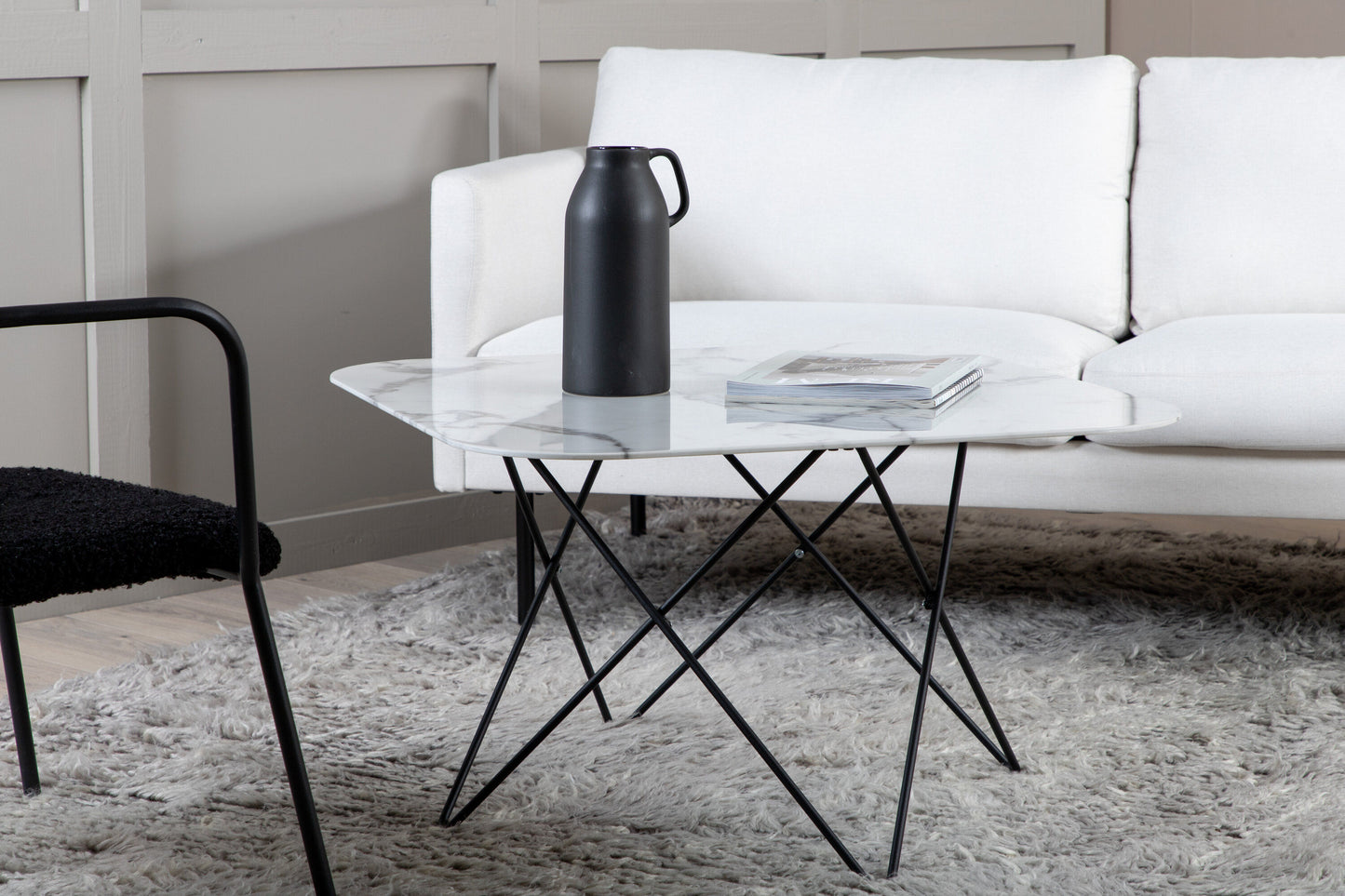 Tristar Couchtisch aus Metall und Glas in Weiß
